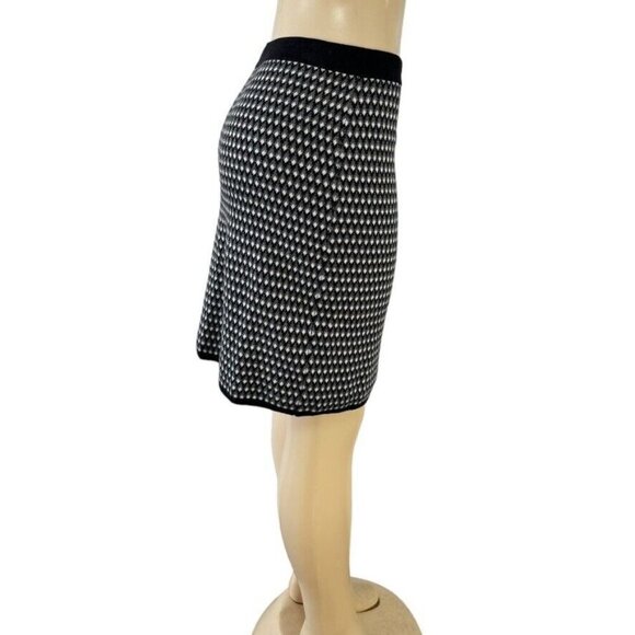 Willi Smith Stretch‎ Knit Straight Black Gray Diamond Print Skirt - Picture 3 of 9